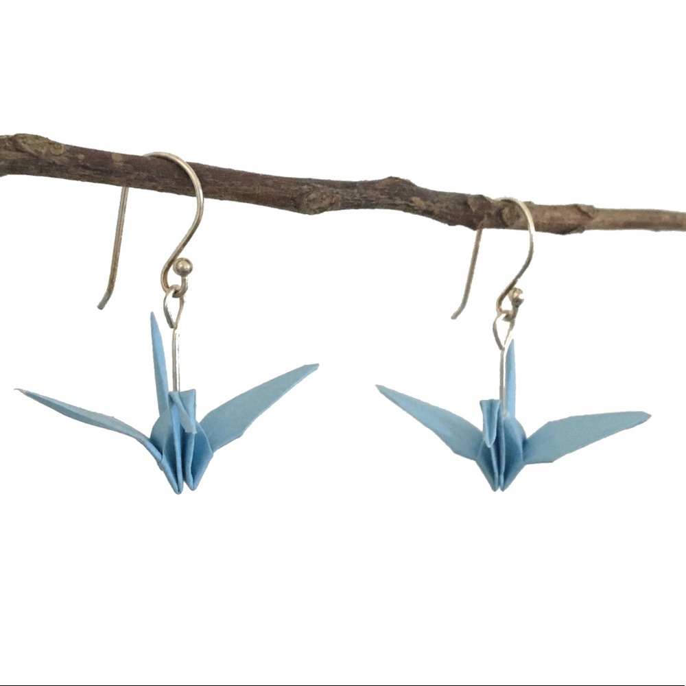 🆕🌸 Paper Crane Earrings in Light Blue
